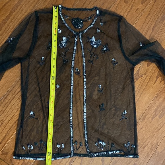 Vintage Mesh longsleeves blk jacket with sequence - size medium - Picture 9 of 10
